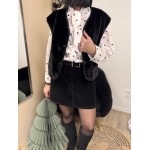 Gilet en fausse fourrure noire – S/M M/L | Xmas Chic