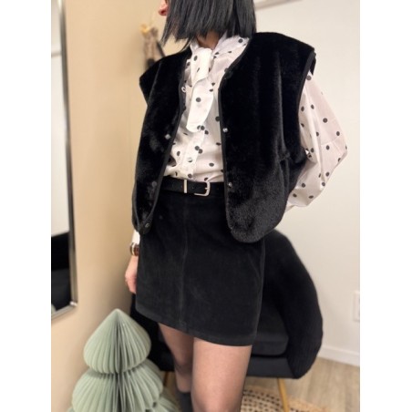 Gilet en fausse fourrure noire – S/M M/L | Xmas Chic