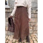 Jupe longue marron à pois blancs – Style rétro chic | Boutique Melle Jeanne
