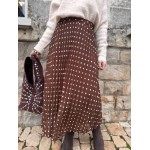 Jupe longue marron à pois blancs – Style rétro chic | Boutique Melle Jeanne
