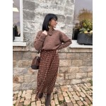 Jupe longue marron à pois blancs – Style rétro chic | Boutique Melle Jeanne