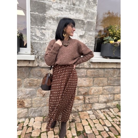 Pull col rond écru ou taupe – Taille unique 36-42 | Nouvelle collection