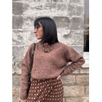Pull col rond écru ou taupe – Taille unique 36-42 | Nouvelle collection