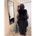 Gilet fausse fourrure noire zippé – Taille unique 36-40 | Nouvelle collection