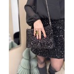 Pochette à bandoulière en sequins – Noir ou Léopard | Boutique Melle Jeanne