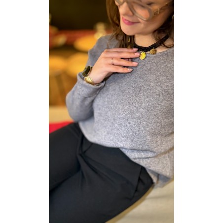 Collier fil bronze ou noir avec pastilles dorées – Bijou chic femme | Boutique Melle Jeanne