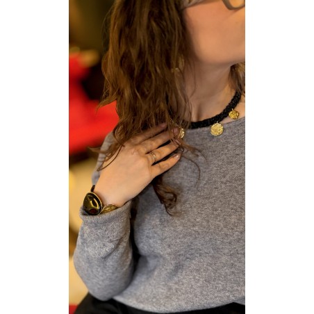 Collier fil noir avec pastilles dorées – Bijou chic femme | Boutique Melle Jeanne