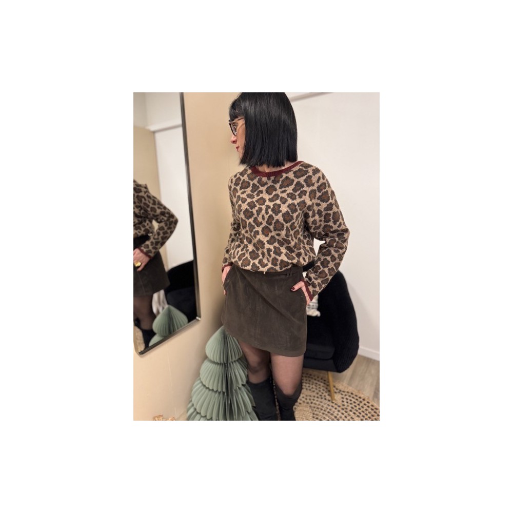 Jupe en Suédine Noire ou Marron avec Ceinture – XS à L