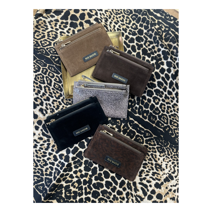 Porte-cartes en daim – Léopard, Marron, Camel, Noir ou Pailleté | Accessoires