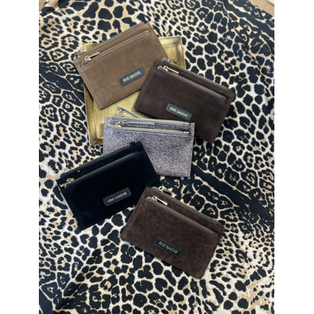 Porte-cartes en daim – Léopard, Marron, Camel, Noir ou Pailleté | Accessoires