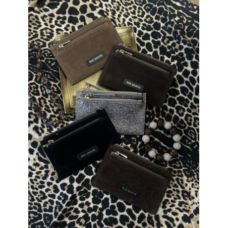 Porte-cartes en daim – Léopard, Marron, Camel, Noir ou Pailleté | Accessoires