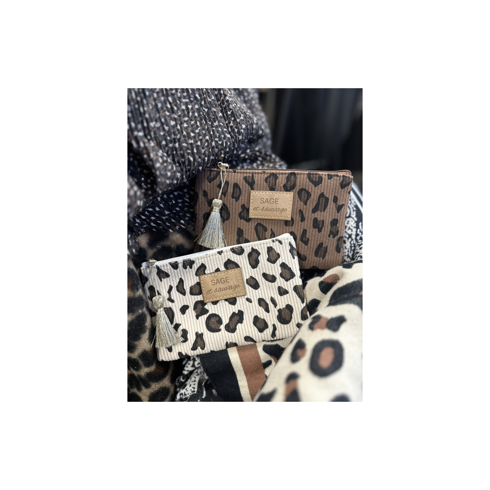 Pochette tissu “Sage & Sauvage” – Léopard, Camel ou Beige | Accessoires