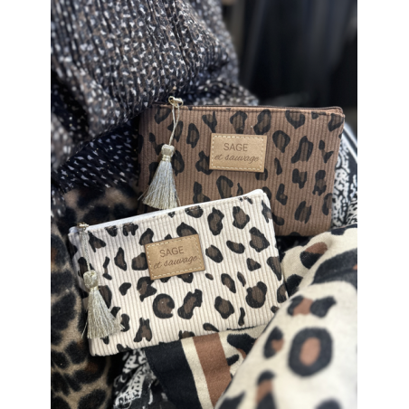 Pochette tissu “Sage & Sauvage” – Léopard, Camel ou Beige | Accessoires