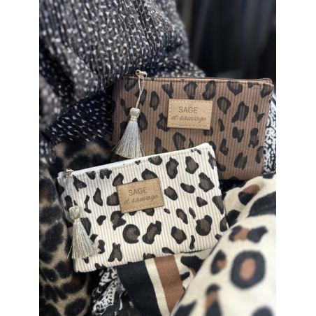 Pochette tissu “Sage & Sauvage” – Léopard, Camel ou Beige | Accessoires