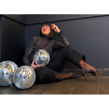 Sous-pull transparent scintillant col montant à strass argent | Melle Jeanne