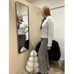 Jean gris droit taille haute à liseré pailleté argent | Melle Jeanne