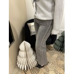Jean gris droit taille haute à liseré pailleté argent | Melle Jeanne