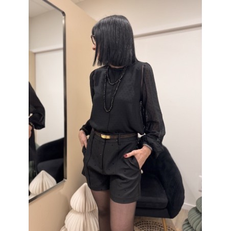 Short taille haute à strass – Marron ou Noir | Melle Jeanne