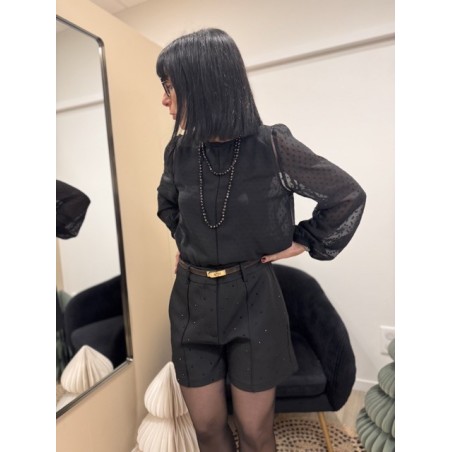 Short taille haute à strass – Marron ou Noir | Melle Jeanne