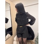 Short taille haute à strass – Marron ou Noir | Melle Jeanne