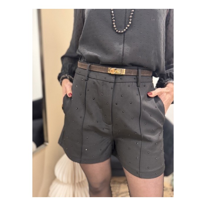 Short taille haute à strass – Marron ou Noir | Melle Jeanne