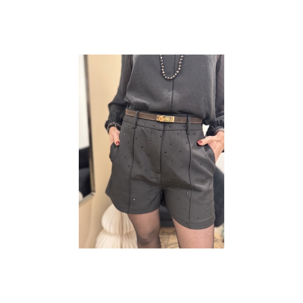 Short taille haute à strass – Marron ou Noir | Melle Jeanne