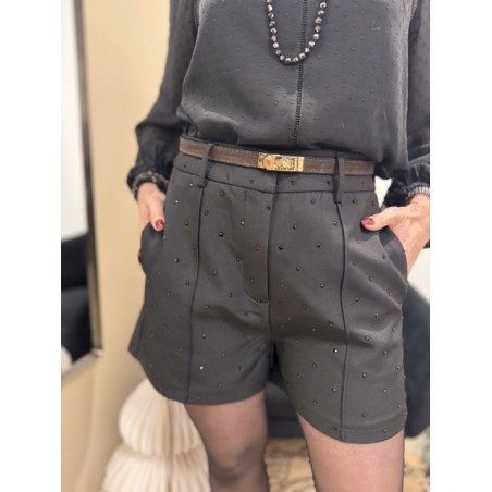 Short taille haute à strass – Marron ou Noir | Melle Jeanne