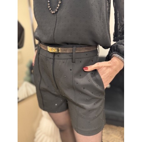 Short taille haute à strass – Marron ou Noir | Melle Jeanne