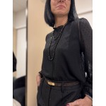 Blouse noire à pois col montant manches bouffantes | Melle Jeanne