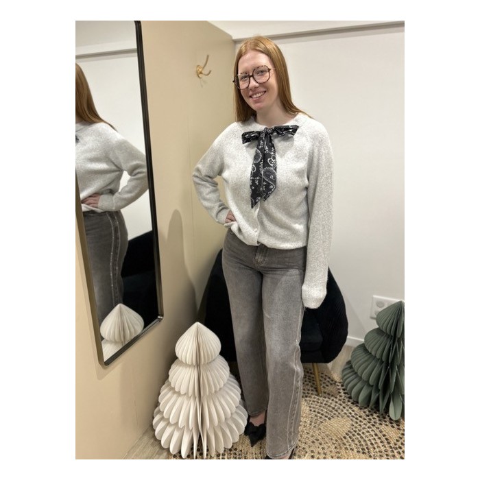 Gilet à lacets bandana gris ou écru – Taille unique | Melle Jeanne