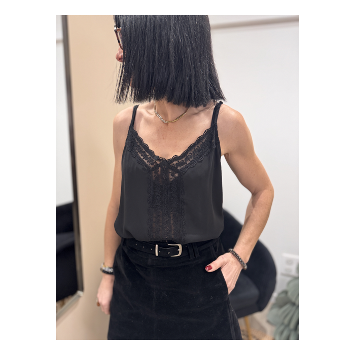 Caraco Noir Dentelle – Bretelles Réglables | Élégance Féminine