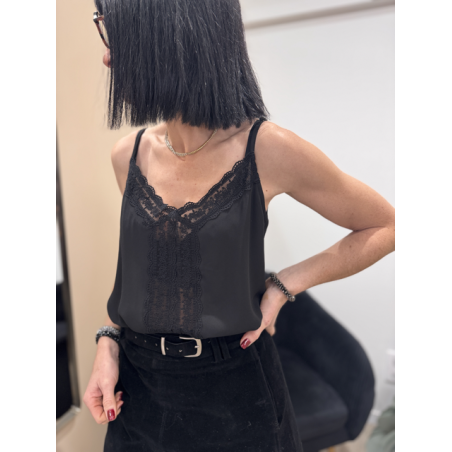 Caraco Noir Dentelle – Bretelles Réglables | Élégance Féminine