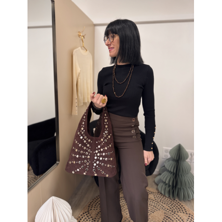 Pull Côtelé Noir ou Blanc – Boutons Dorés aux Manches | Chic Intemporel