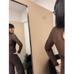 Body Voile Marron Effet Bustier Velours Noir | Élégance & Féminité