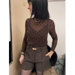 Sous-pull transparent marron irisé à pois noirs | Melle Jeanne