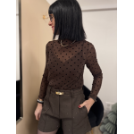 Sous-pull transparent marron irisé à pois noirs | Melle Jeanne