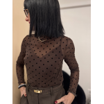 Sous-pull transparent marron irisé à pois noirs | Melle Jeanne