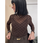 Sous-pull transparent marron irisé à pois noirs | Melle Jeanne