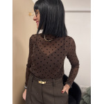 Sous-pull transparent marron irisé à pois noirs | Melle Jeanne