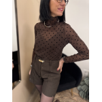 Sous-pull transparent marron irisé à pois noirs | Melle Jeanne