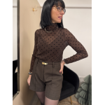 Sous-pull transparent marron irisé à pois noirs | Melle Jeanne