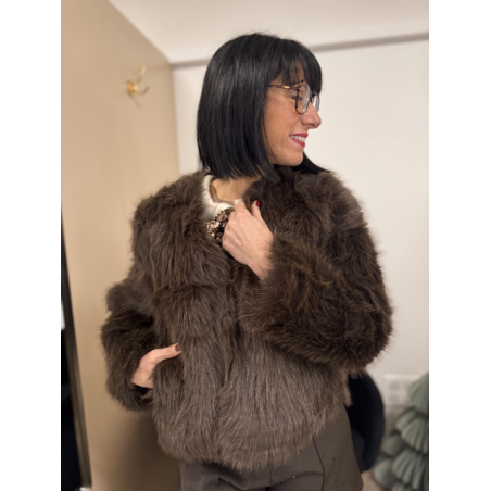 Veste en fausse fourrure marron | Melle Jeanne