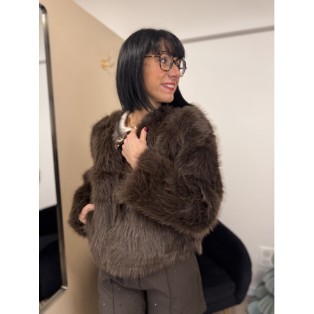 Veste en fausse fourrure marron | Melle Jeanne