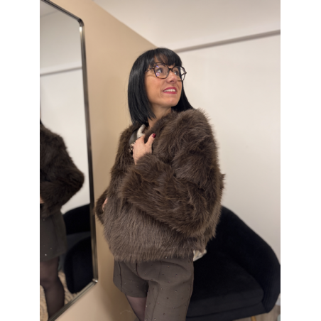 Veste en fausse fourrure marron | Melle Jeanne