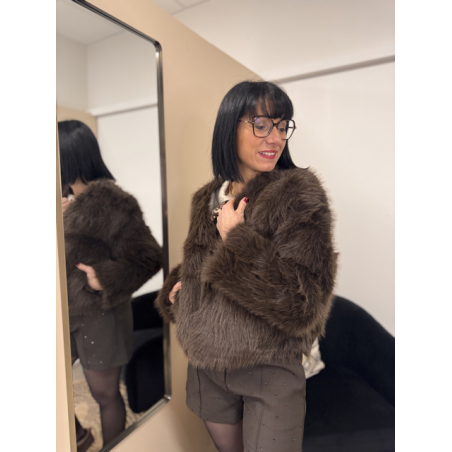 Veste en fausse fourrure marron | Melle Jeanne