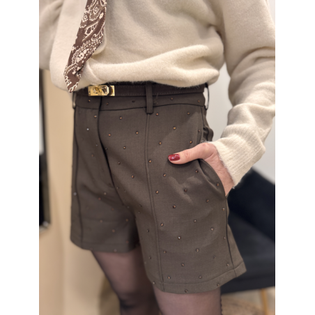 Short taille haute à strass – Marron ou Noir | Melle Jeanne