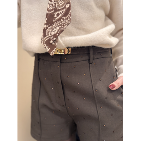 Short taille haute à strass – Marron ou Noir | Melle Jeanne