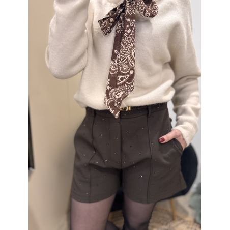 Gilet à lacets bandana gris ou écru – Taille unique | Melle Jeanne