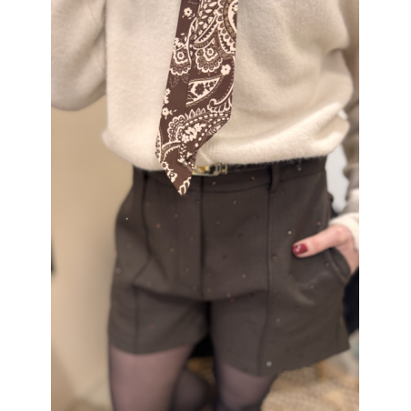 Gilet à lacets bandana gris ou écru – Taille unique | Melle Jeanne