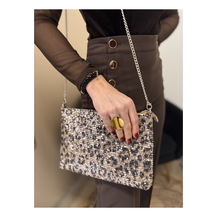 Pochette à bandoulière en sequins – Léopard | Boutique Melle Jeanne